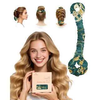 BONNET QUEEN Lockenwickler Über Nacht Für Heatless Curls Natürliche Locken Ohne Hitze Einfach Über Nacht Stylen Mit Verstellbarem Haargummi für perfekte Locken am Morgen, Dunkelgrün