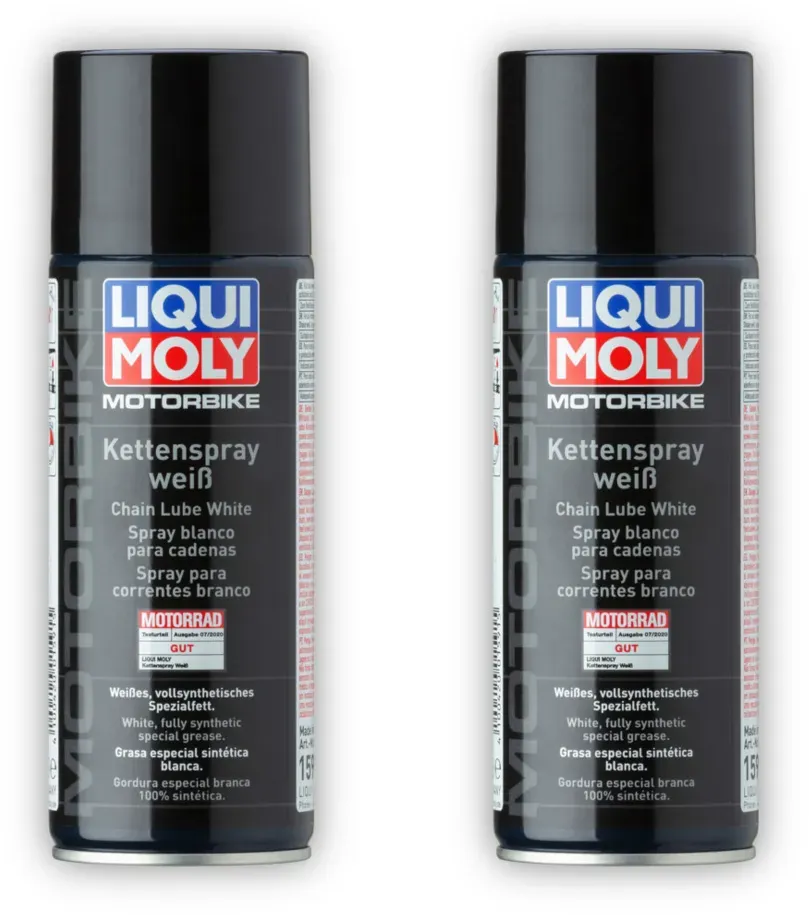 2x Kettenspray LIQUI MOLY 1591 Motorbike Kettenspray weiß Spezialfett Dose 400 ml