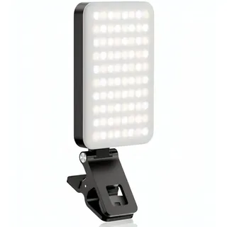 UTEBIT Selfie Licht mit 80 LED Lampenperlen, 3000-6500K 5 Lichtmodi Handylicht, 2000mAh Akku Videolicht mit Klammer Telefonhalter, CRI 95+ Fotolicht für iPhone, Laptop, Camera,