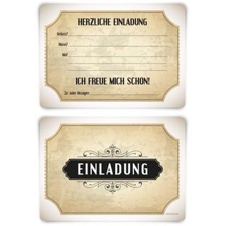 Einladungskarten Geburtstag Konfirmation Taufe Kommunion jeder Anlass 12 Stück Karten Set - Vintage Weiß Vorausgefüllt