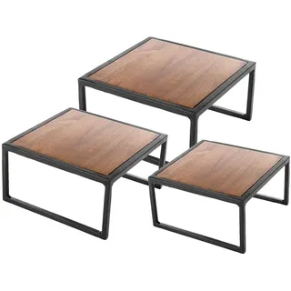 3 Stück - Buffet Aufzüge 17,2/19,7/22,2 cm, Schwarz, Eisen