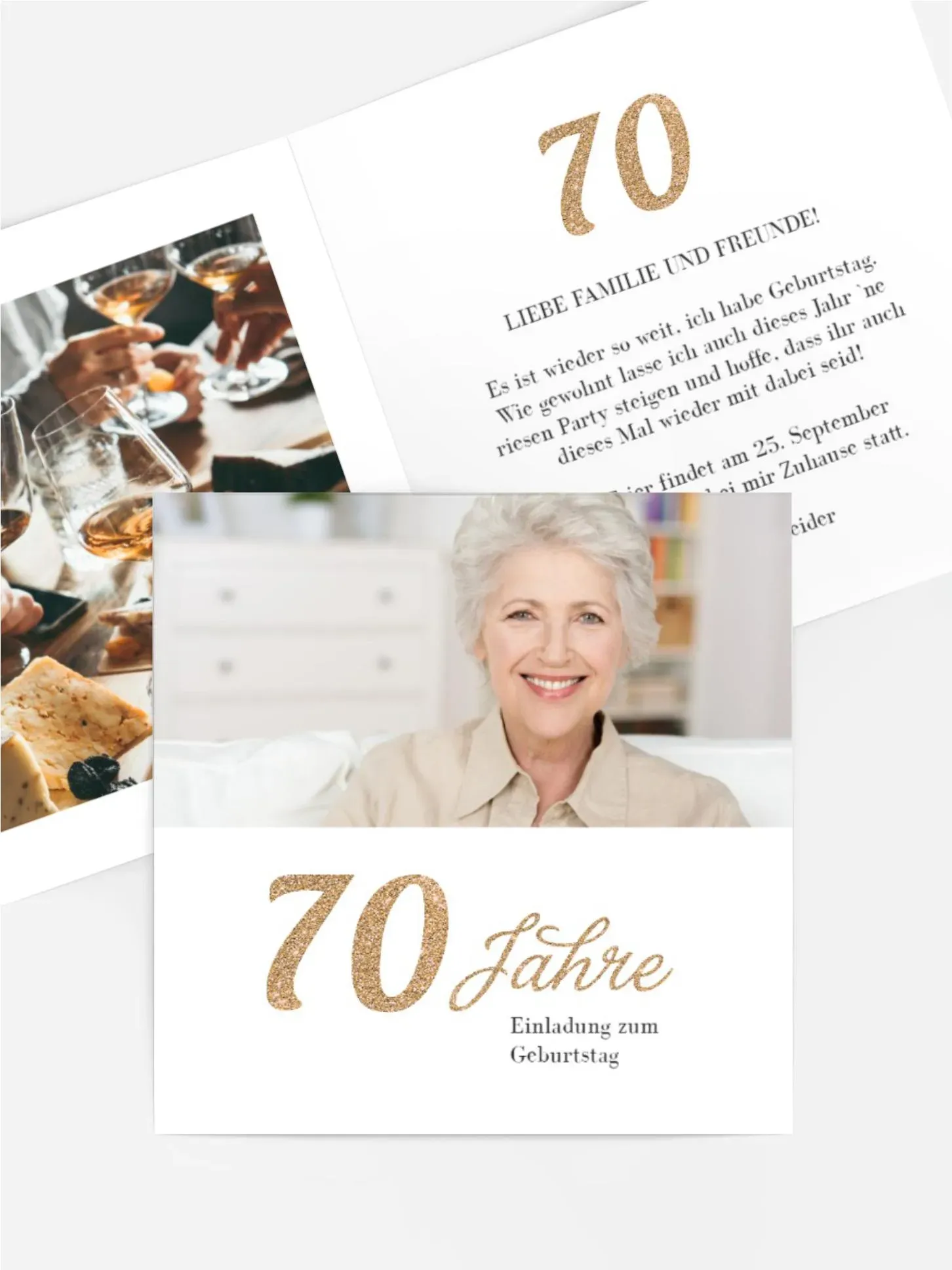 Geburtstagseinladung selbst gestalten mit Spruch und Fotos im Onlinedesigner bei Meine-Kartenmanufaktur.de