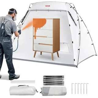 Vevor Farbkabine DIY Sprühmalerei Sprühfarbe Schutzzelt Weiß 228 x 158 x 158 cm, 210D Oxford-Gewebe 210D Oxford-Gewebe Tragbare Sprühfarbe Farbstand DIY Hobby Malstation mit Lüftungsöffnungen