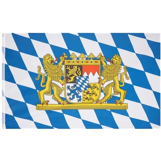 MUWO Flagge 16 deutsche Bundesländer + Mallorca 90 x 150 cm, doppelseitige Gartenflagge, wetterbeständige Fanflagge, Polyester Länderflagge Deutschland, mit Metallösen. (Bayern)