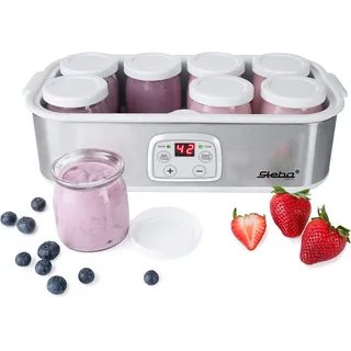 Steba Joghurt-Maker für leckeren selbst hergestellten Joghurt in perfekter Konsistenz; 8 Glas-Joghurtbecher mit Deckel à 180 ml; 1,4 Liter Gesamtvolumen; Temperatur einstellbar 20-55 °C, JM 3