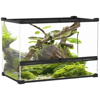 MC Star Terrarium Glas-Terrarium für Reptilien, erhöhter & wasserdichter Boden schwarz