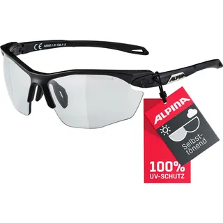 Alpina Twist Five HR V - Selbsttönende, Bruchfeste und Beschlagfreie Sport und Fahrradbrille mit 100 Prozent, UV-Schutz Für Erwachsene, black matt, One Size