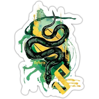 Spreadshirt Harry Potter Haus Slytherin Schlange Sticker, max. 10 x 10 cm, 10 x 10 cm, Mattweiß