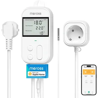 Meross Temperaturregler Smart Thermostat Steckdose mit Fühler für Heizung und Kühlung 16 A
