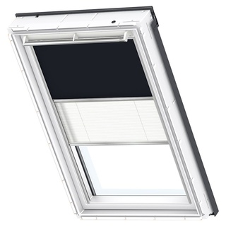 VELUX Verdunkelungsrollo Duo DFD MK10 1100S Dunkelblau/Weiß, Schiene alu