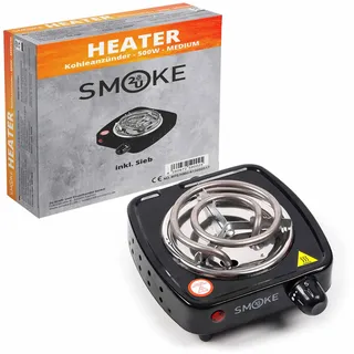 Turbo Power 500 Watt elektrischer Kohleanzünder Blitzschnell, Kohlen Ofen, Kohle Anzünder mit Kohlegitter, Hotplate mit Edelstahl Heizspirale Stainless Steel | 5-Stufig mit Überhitzungsschutz