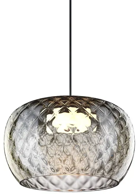 Wever & Ducré LED Design-Pendelleuchte WETRO 3.0, Ø 30cm, 1-flammig, 11W 1850-2800K, CRi >90, dim-to-warm, Glas, Wabenmuster rauchig WEV-236388TD9