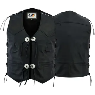 German Wear Leder Motorrad Kutte Conchoweste Bikerweste Motorradweste Weste schwarz
