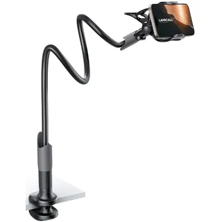 Lamicall Handy Halter für Bett, Schwanenhals Handy Halterung - Flexible Lang Arm Handy Ständer für iPhone 17 16 15 14 Pro Max Plus, SE, 13 12 Pro Max Mini, 11, XS, Samsung S25 S24, 4-7 Zoll Smartphone