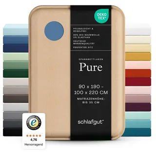 schlafgut Pure Baumwolle 90 x 190 - 100 x 220 cm blue mid