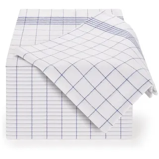 Blumtal 10er Set Premium Geschirrtücher - Hochwertige Geschirrhandtücher, 100% Baumwolle, blau kariert, 50x70cm