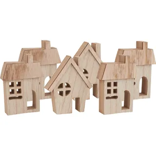VBS 6er-Pack Häuser-Silhouetten MINI Weihnachtshaus Holzhäuser Winterdorf