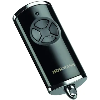 Hörmann Handsender HSE 4 BS (Frequenz 868 MHz, Garagentorantrieb mit Chrom-Kappen, Batterien, Maße 28x70x14 mm, inkl. Schlüsselring) 4511561, Schwarz