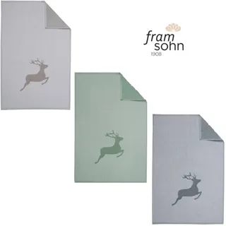 FRAMSOHN Geschirrtuch 'Hirsch Motiv' 50 x 75 cm (Farbe: Grau)