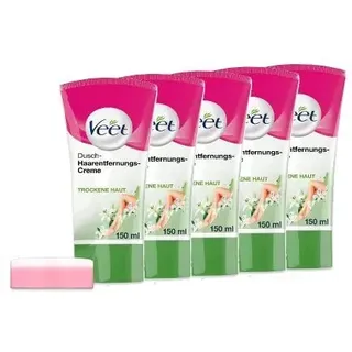 Veet Dusch-Haarentfernungscreme trockene Haut 5 x 150ml