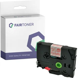 Kompatibel für Brother P-Touch E 110 (TZE-132) Schriftband 12mm/8m Rot auf Transparent