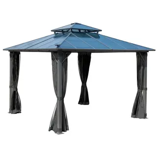 Brast Pavillon Pagode 3,5x3,5m dunkelgrau mit Moskitonetz