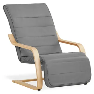 Homestyle4u Relaxsessel mit Fußstütze Schaukelstuhl Grau Holz Natur Fernsehsessel Schaukelsess