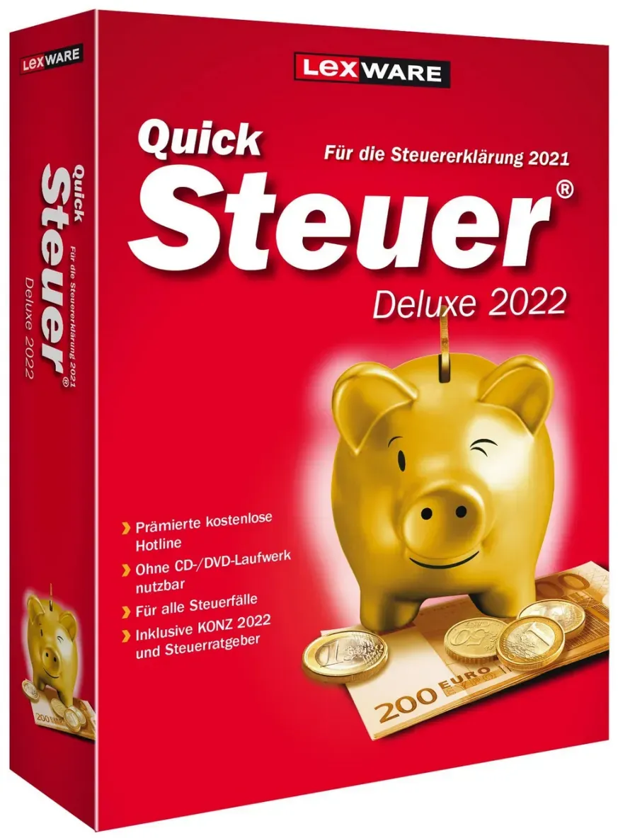 Lexware QuickSteuer 2022 Deluxe, für die Steuererklärung 2021