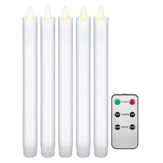 goobay LED-Echtwachs-Stabkerzen inkl. Fernbedienung 5 St. weiß