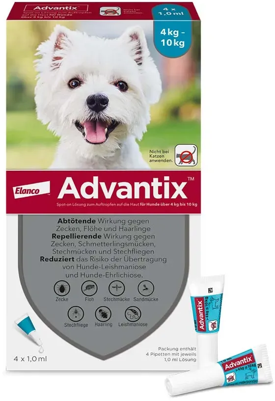 Advantix Spot-on Lsg.z.Auftr.a.d.H.f.Hund 4-10 kg 4 St