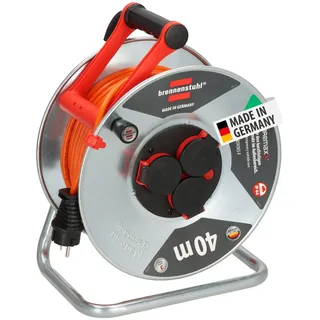 Brennenstuhl Garant S V2 IP44 Kabeltrommel 40m outdoor (Made in Germany, Kabel in Signalfarbe orange, aus Stahlblech, kurzfristiger Einsatz im Außenbereich)