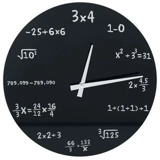 Out of the Blue OOTB Wanduhr Mathematic in Schwarz - mit mathematischen Formeln statt Zahlen