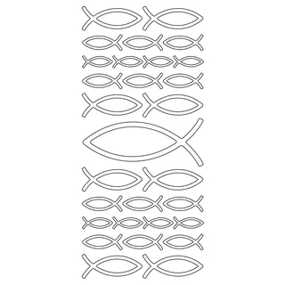Konturensticker "Fische" Christenfisch, silber zur Kommunion und für Einladungskarten, Bogen 10x23 cm *Abziehsticker* *Klebesticker*