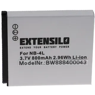 Extensilo Akku passend für Canon Digital Ixus 70, 75, 60, 65, i Zoom, Wireless, Kamera-Akku Akku Li-Ion 800 mAh (3,7 V), Leistungsfähiger Austausch-Akku für Digitalkamera, Spiegelreflexkamera schwarz
