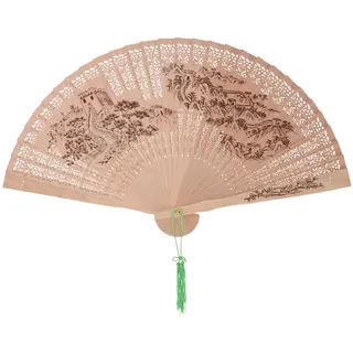 Healifty Sandelholz-Faltfächer 1 Stück – Chinesischer/Japanischer Handfächer Im Retro-Stil Für Frauen Und Mädchen, Faltbarer Handfächer Für Hochzeitstanzparty (Die Große Mauer)