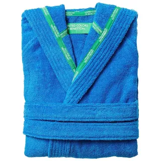 United Colors of Benetton Rainbow | Bademantel mit Kapuze | Größe M/L | 100% Weiche, Schnelltrocknende Baumwolle | Oeko-Tex zertifiziert | Unisex Bademantel zum Duschen | Waschmaschinenfest | Blau
