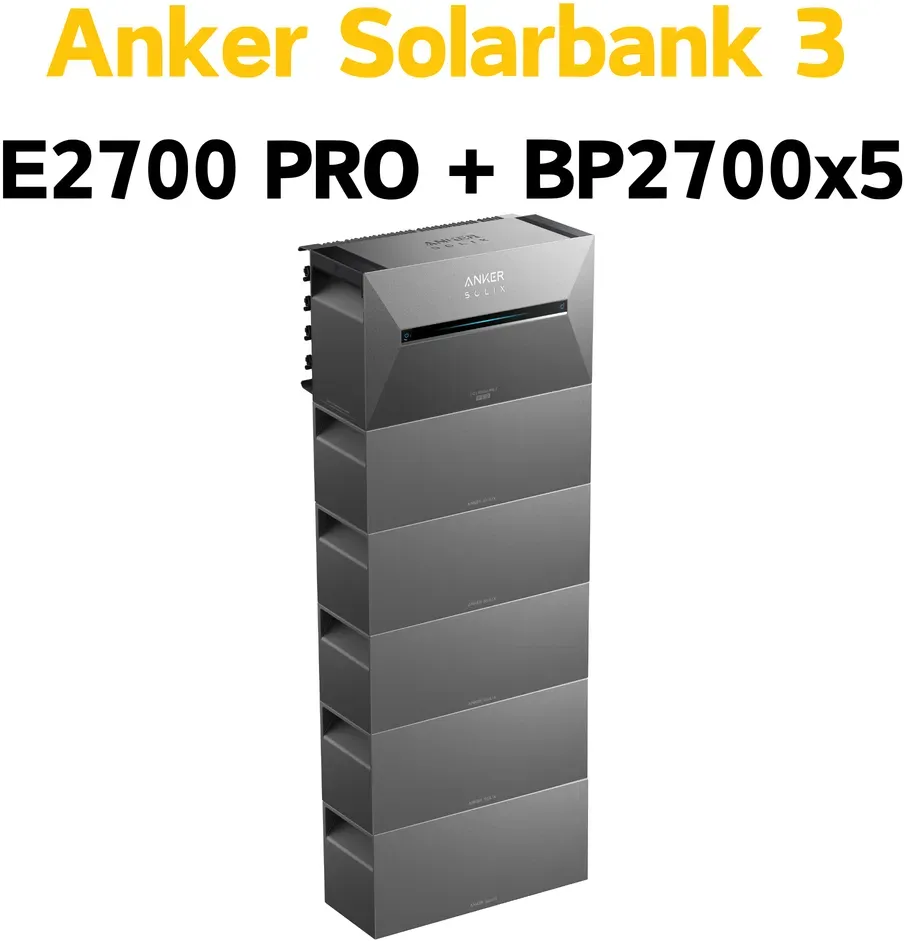 Anker SOLIX Solarbank 3 E2700 PRO Solarspeicher Balkonkraftwerk Stromspeicher - Solarbank 3 E2700 PRO + BP2700 x5