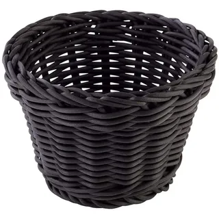 APS Korb rund „Profi Line“, schwarzer Flechtkorb, Körbchen aus Polypropylen, Behältnis aus Flechtwerk, Brötchenkorb, Lebensmittelkorb, Durchmesser Ø 13 cm, Höhe 10 cm