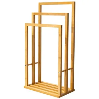 Schulte Handtuchhalter aus Bambus – Stehend mit 3 Handtuchstangen, stilvolles Design für Badezimmer - Küche, EP1839