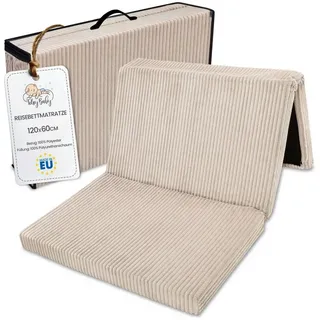 Totsy Baby Klappmatratze Faltbare Reisebett Matratze 60x120 cm - Faltmatratze für Kinder Gästematratze klappbar Babymatratze Bodenmatratze Schlafmatratze und Reisematratze Beige B