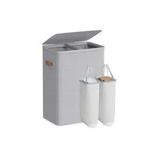 Songmics Wäschekorb 170 L mit 2 Fächern 56 x 40 x 75 cm taubengrau
