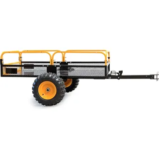 Wiltec Zubehör Gartenmaschinen, Kippanhänger bis 450 kg für Rasentraktor, Anhänger Kipper 210 x 120 x 70 cm mit Gitter u. abnehmbaren Seitenwänden, Anhänger mit Kippfunktion