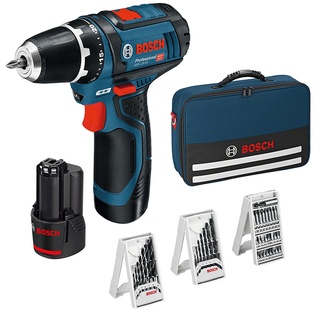 Bosch GSR 12V-15 Professional inkl. 2 x 2 Ah + 39-tlg. Zubehör 0615990GB0