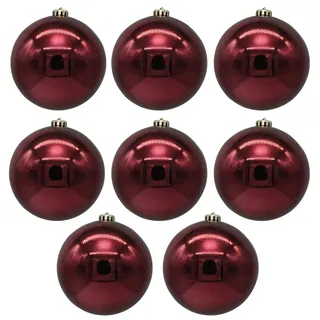XL Weihnachtskugeln aus Kunststoff frostsicher und wetterfest - Bordeau - Outdoor EXTRA ROBUST STABILE AUFHÄNGUNG Große Christbaumkugeln für Draußen (8 x Ø 12 cm)