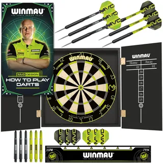 WINMAU Michael Van Gerwen MvG Schrank-Set inklusive Dartboard, Schrank, Darts und Zubehör