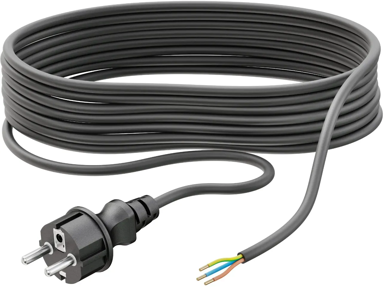 ledscom.de Schukostecker Typ F mit Außenkabel, 5 m, schwarz  , 3 x 0,75 mm2