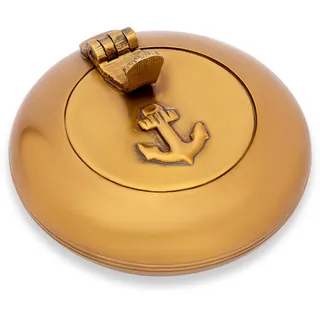 Nklaus 6cm Taschen-Klappaschenbecher aus Messing antik Reiseaschenbecher Maritim 14634