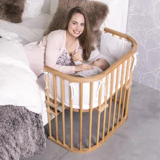 babybay Original Beistellbett aus massivem Buchenholz / kompakt & verwandelbar / Kinderbett Höhe stufenlos verstellbar & umweltfreundlich / mitwachsendes Babybett (Kernbuche geölt)