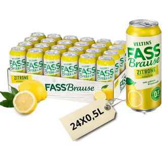VELTINS Fassbrause Zitrone Alkoholfrei, EINWEG (24 x 0,5 l Dose) – Erfrischungsgetränk mit natürlichem Zitronenaroma & echtem Fruchtsaft, 0,0 % Alkohol, natürlich getrübt – fruchtig & spritzig