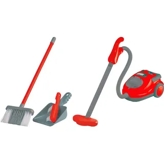Happy People Kinder-Haushaltsset Staubsauger und Putz-Set, mit Licht- und Soundeffekt grau|rot